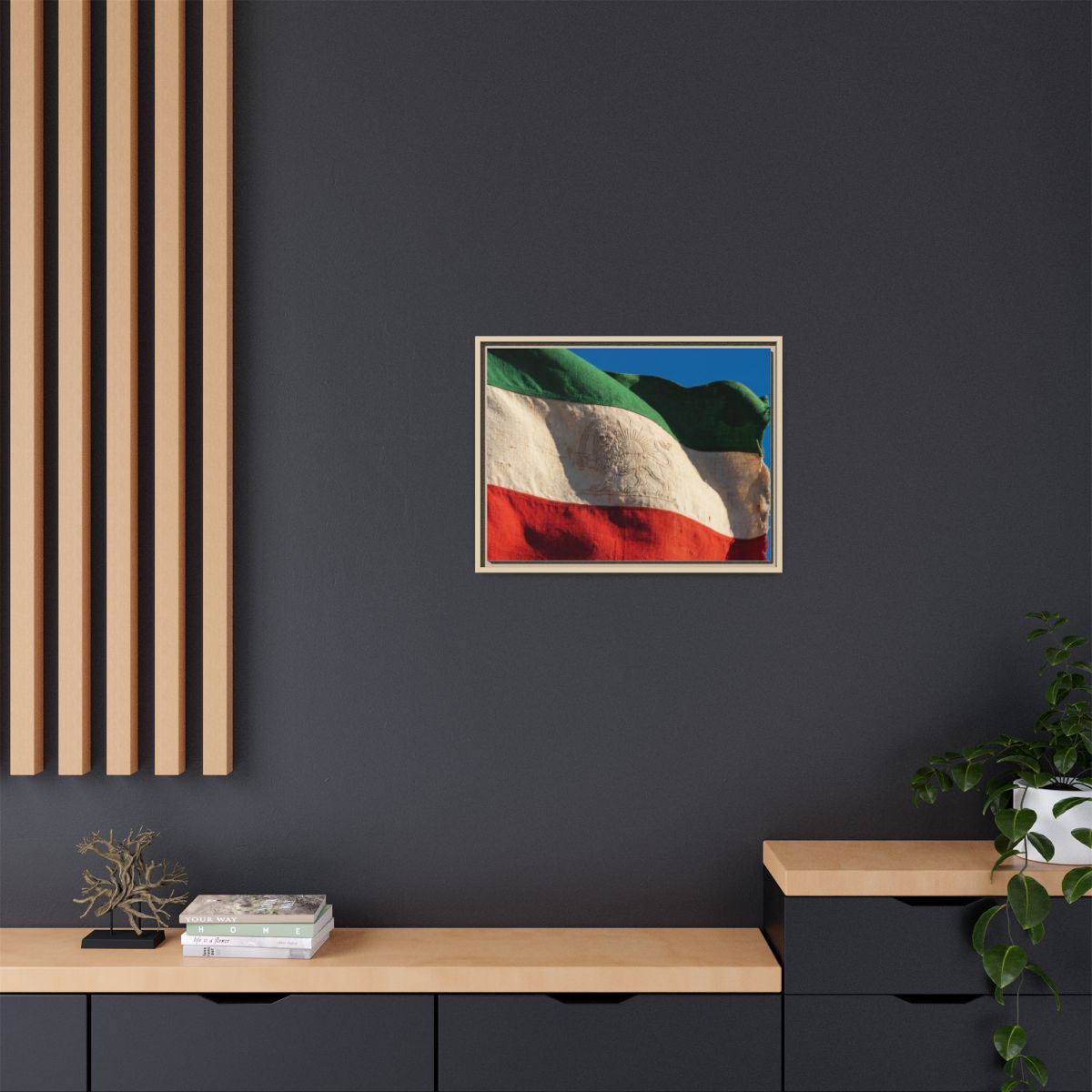 Framed Canvas Art - Distressed Flag — Natural / 1.25"