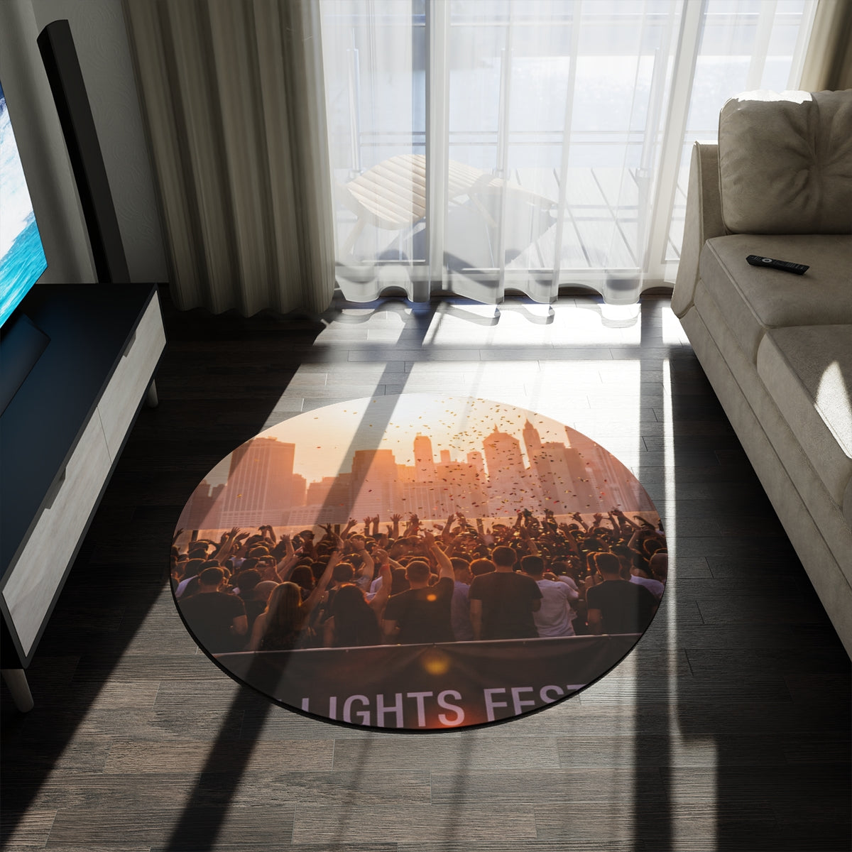 Round Rug - City Lights Festival | Echovira Gallery