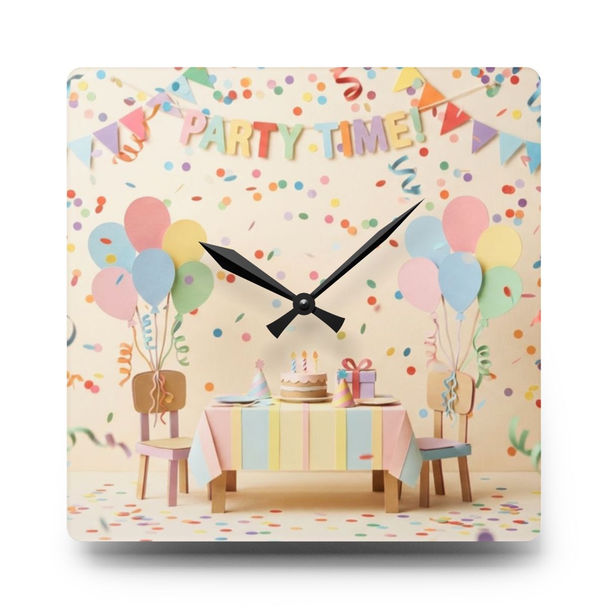 Acrylic Wall Clock - Party Time Whimsy | Echovira Gallery