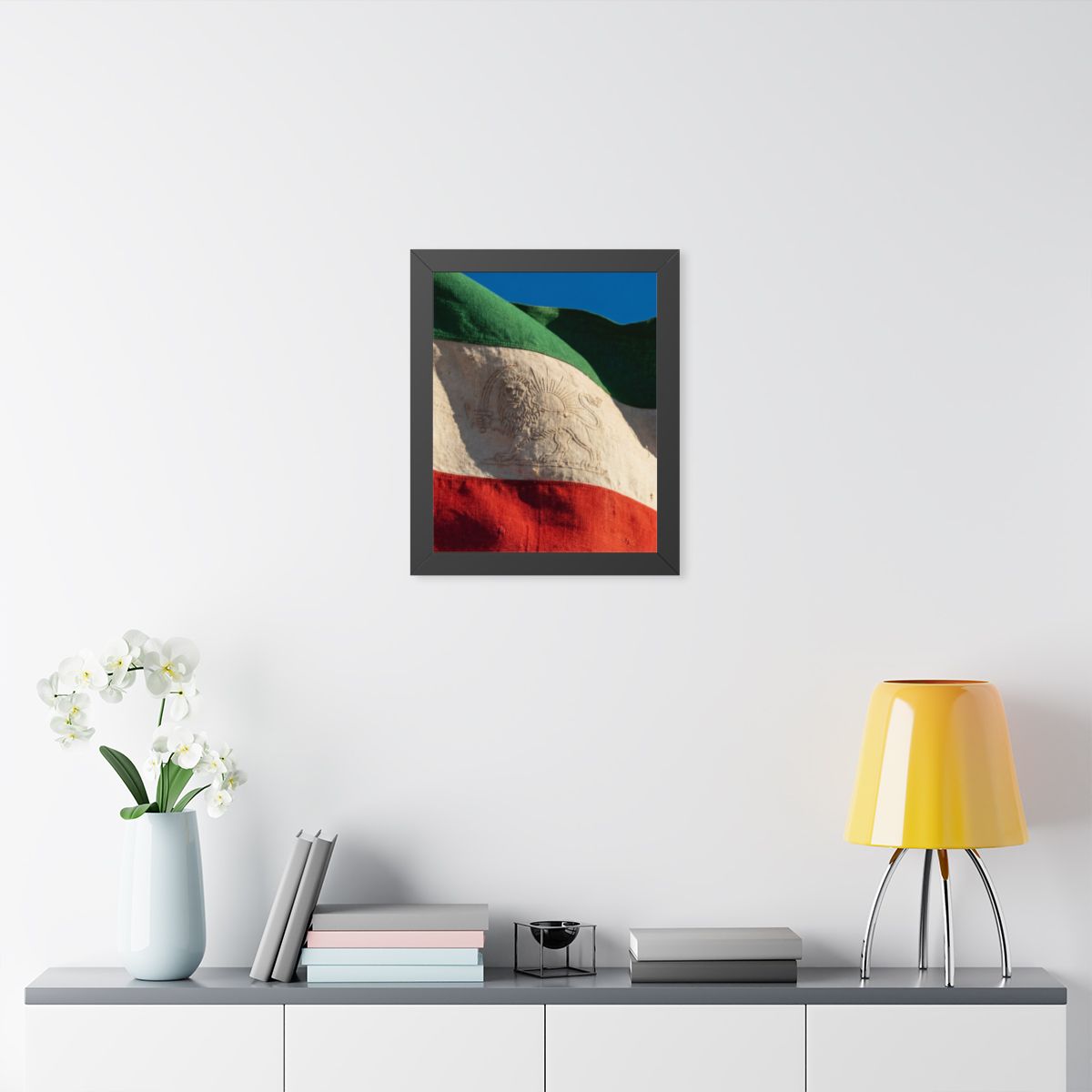 Framed Vertical Poster - Vintage Persian Lion and Sun Flag...