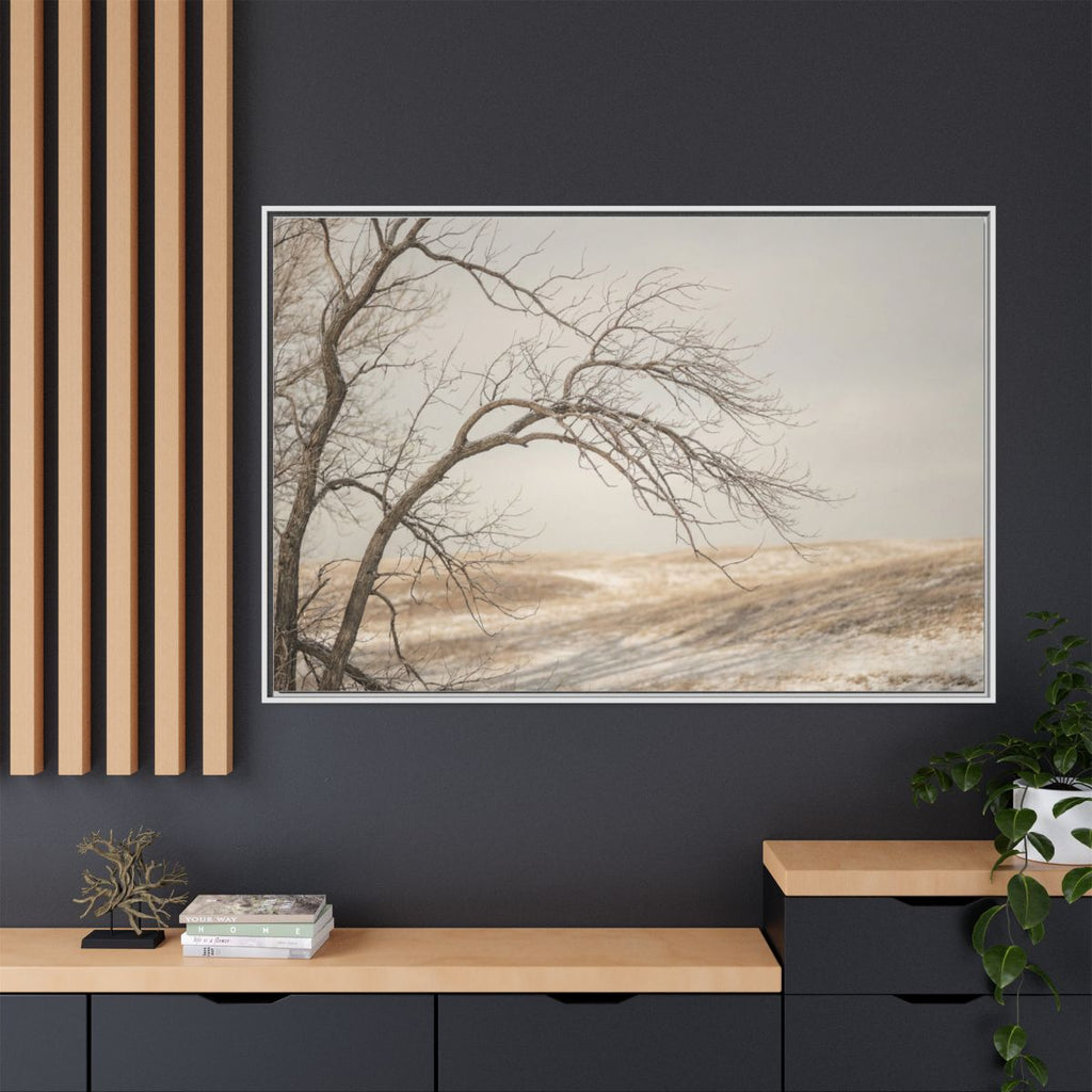 Matte Canvas, Framed - Winter Branch Solitude Landscape —......