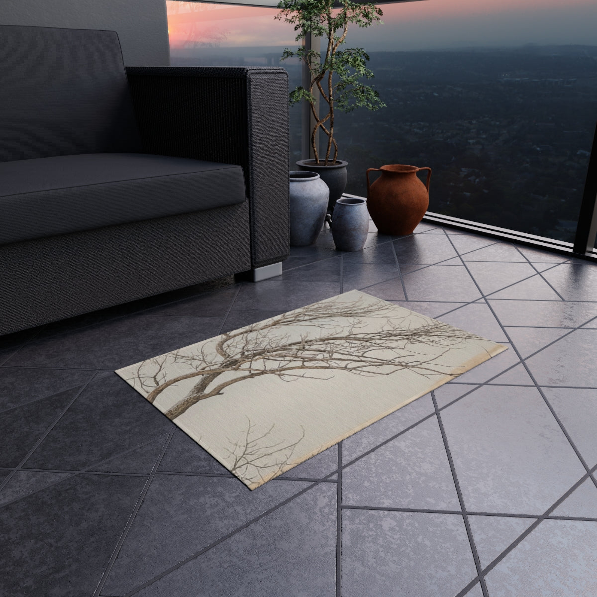 Outdoor Rug - Winter Branches Entry Mat | Echovira Gallery