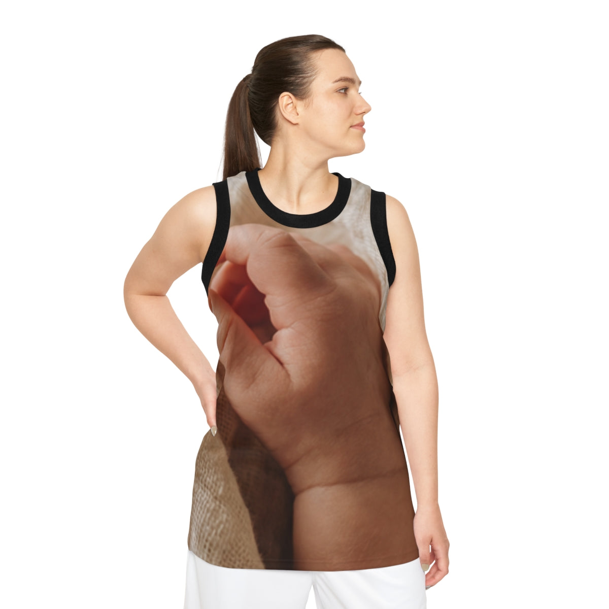 Unisex Basketball Jersey - Tender Newborn Hand in Soft... |...