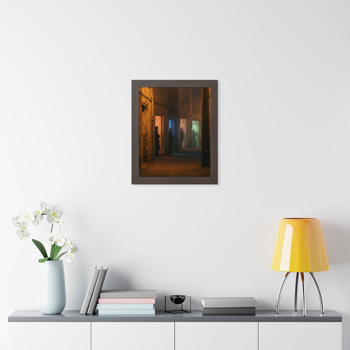 Framed Vertical Poster - Shadowed Alleyway Mystery Art Print...
