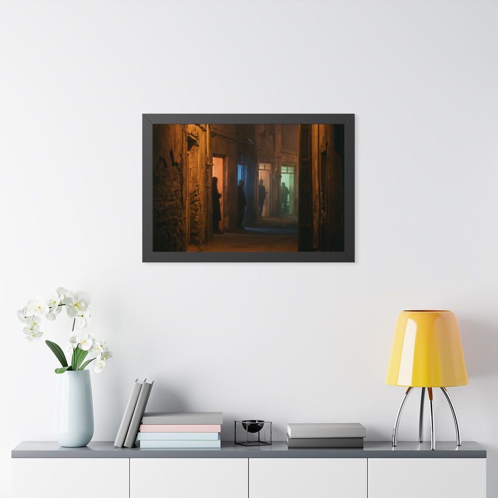 Framed Horizontal Poster - Shadowed Alleyway Mystery Art......