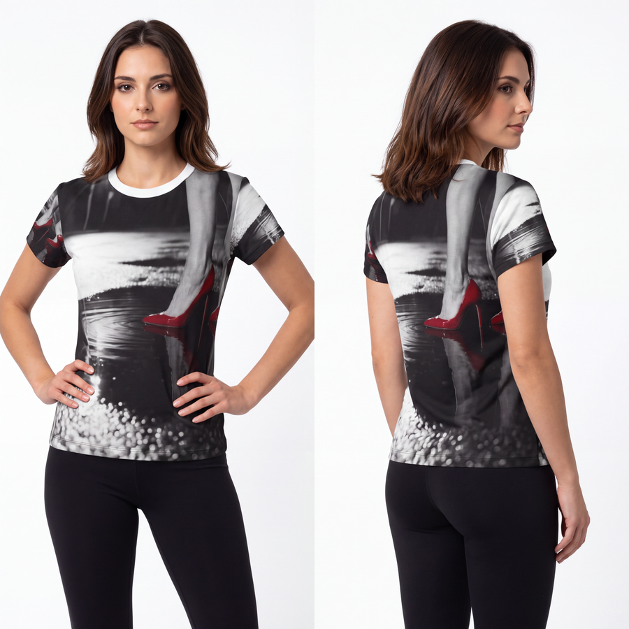 Women's Cut & Sew Tee - Crimson Noir Heels