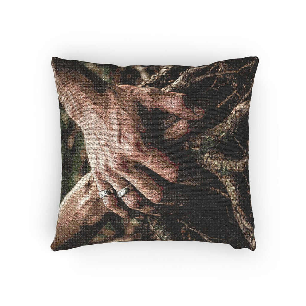 Forest Roots and Hands Woven Pillow
