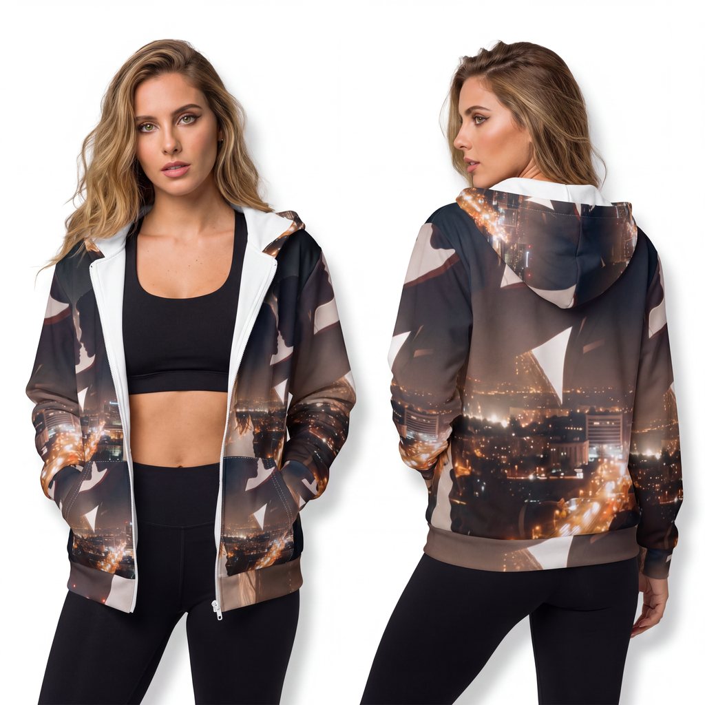 Unisex Zip Hoodie - Midnight City Silhouette | Echovira...