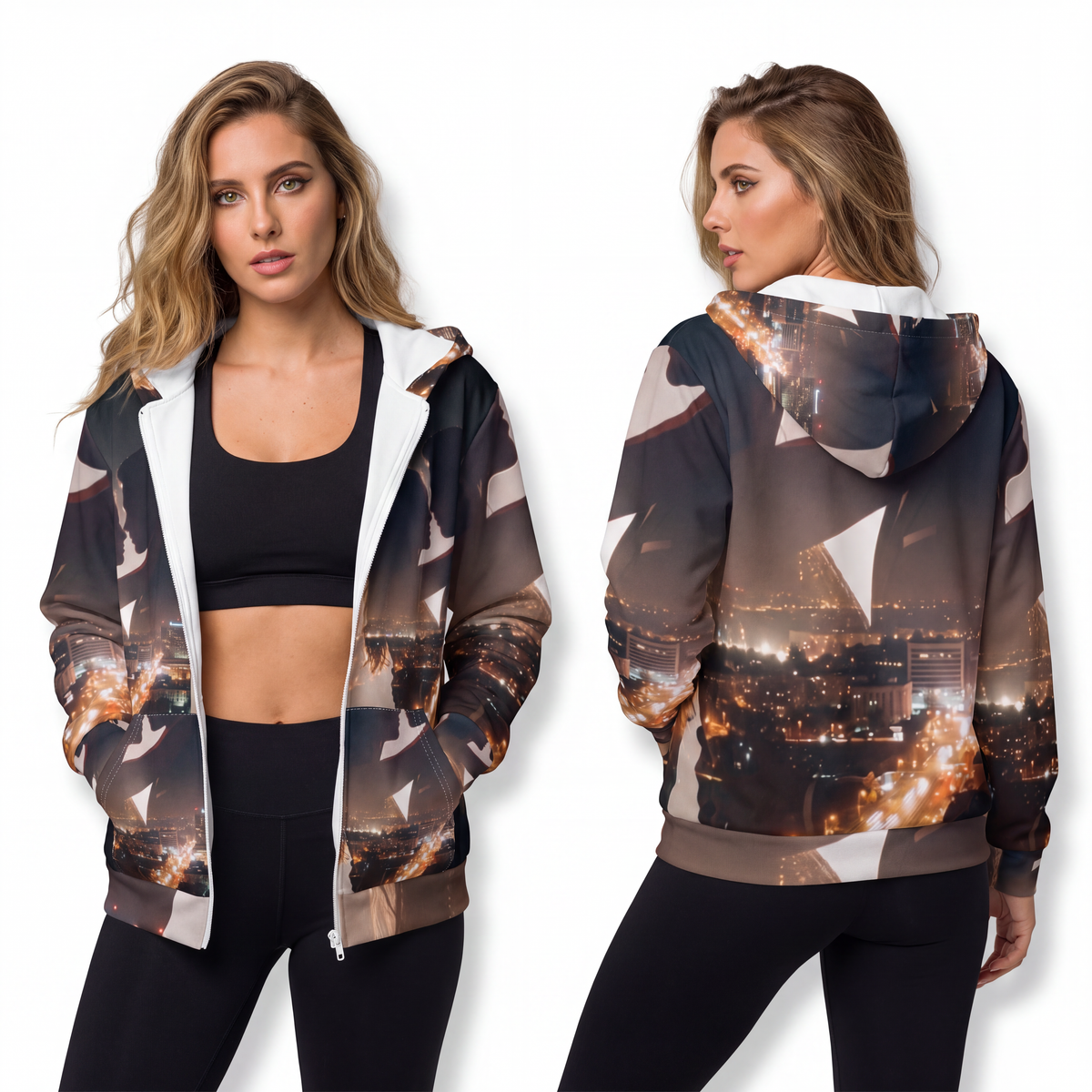Unisex Zip Hoodie - Midnight City Silhouette | Echovira...