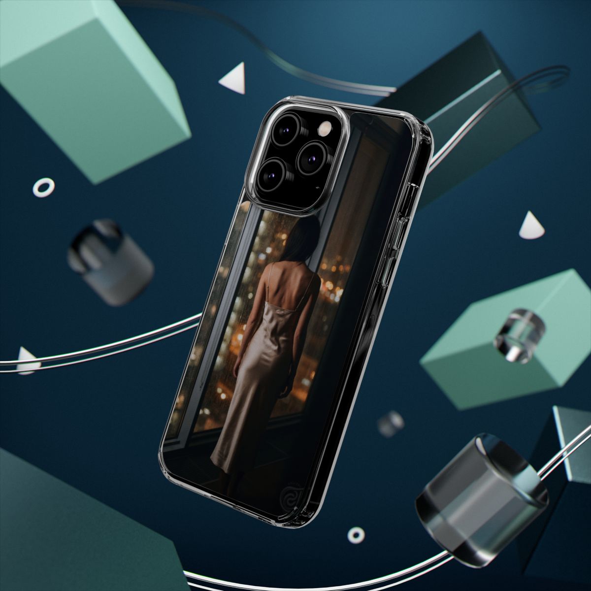 Clear Impact-Resistant Apple iPhone Cases - Midnight Rain Solitude Canvas | iPhone 17 Pro Max, 17 Pro, 17 Air & More