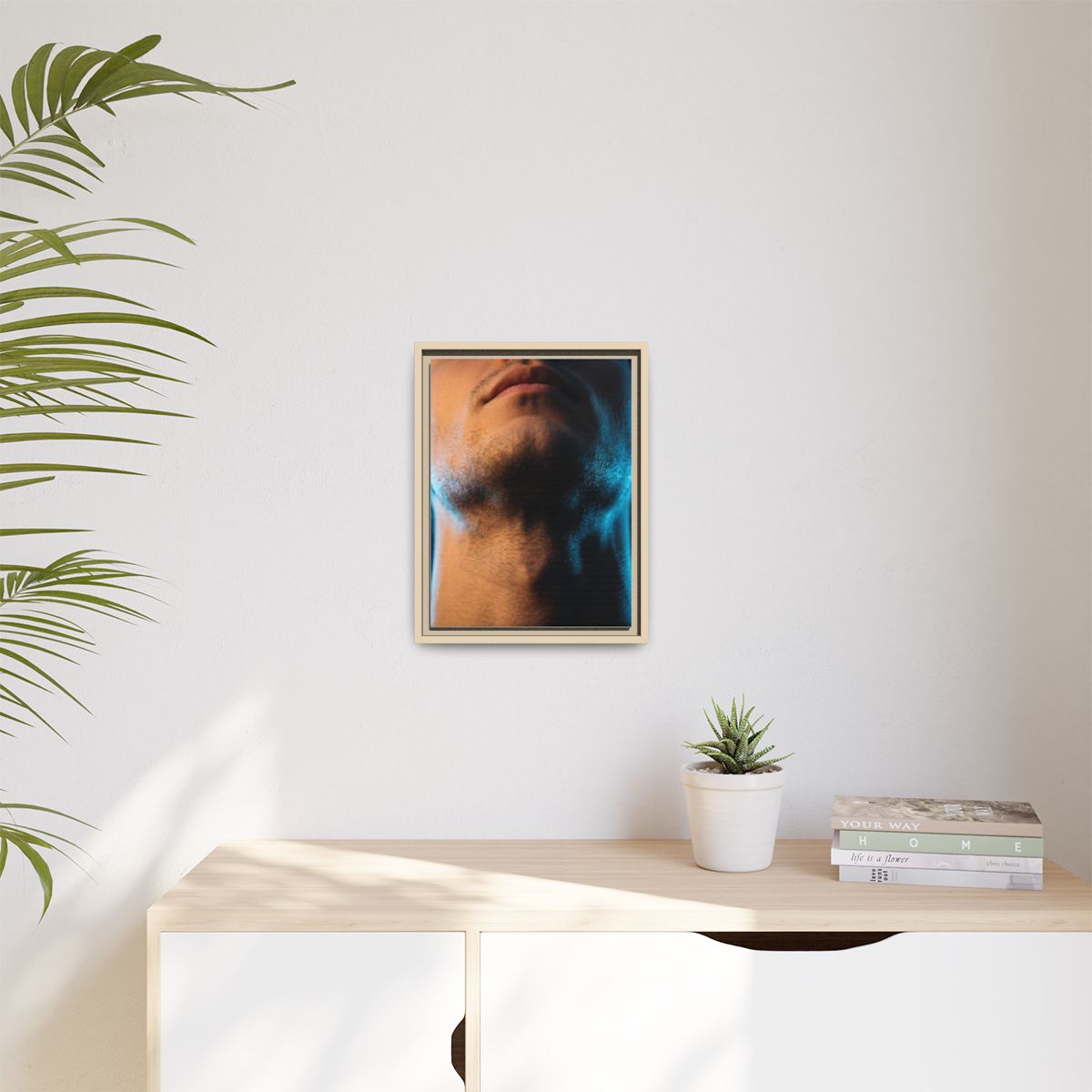 Matte Canvas, Framed - Neon Shadows Cinematic Portrait Art...