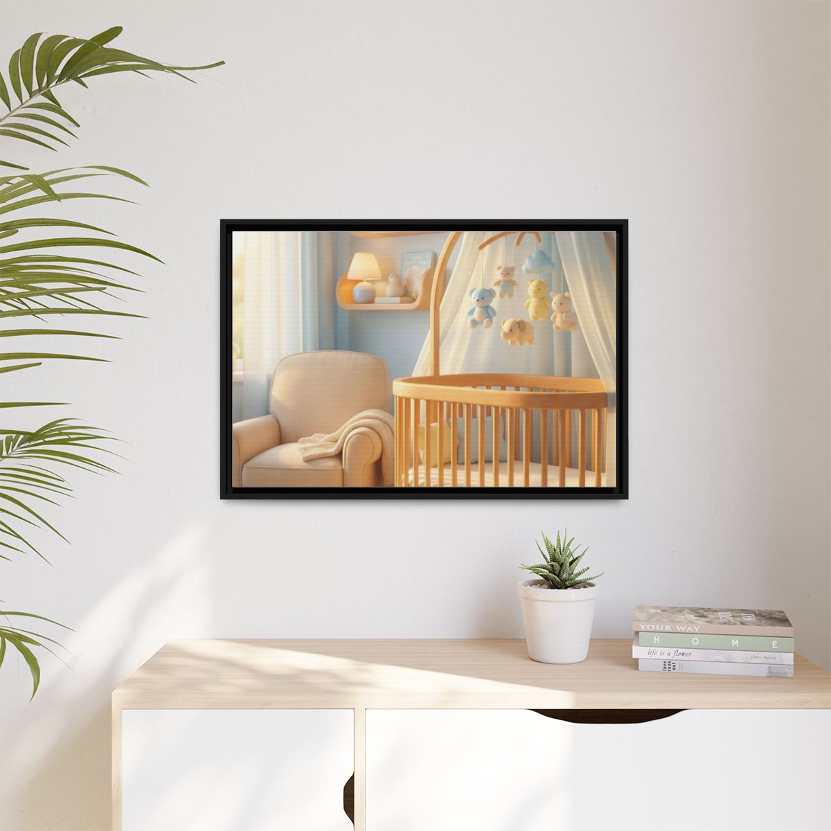 Matte Canvas, Framed - Dreamy Serene Nursery Art — Black /...