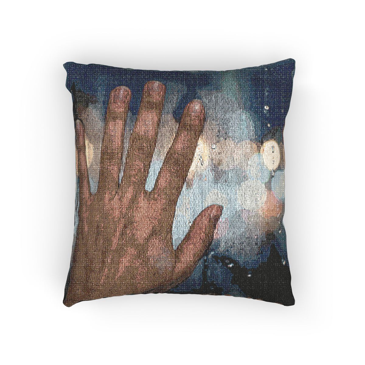 Rainy City Window Woven Throw Pillow
