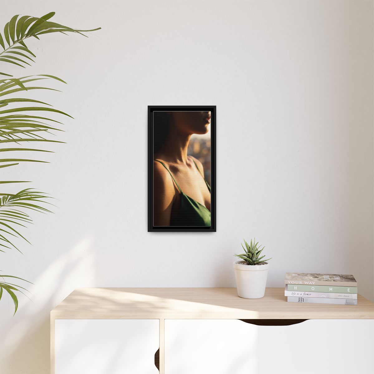 Golden Hour Matte Canvas - Framed Sunset Wall Art — Black /...