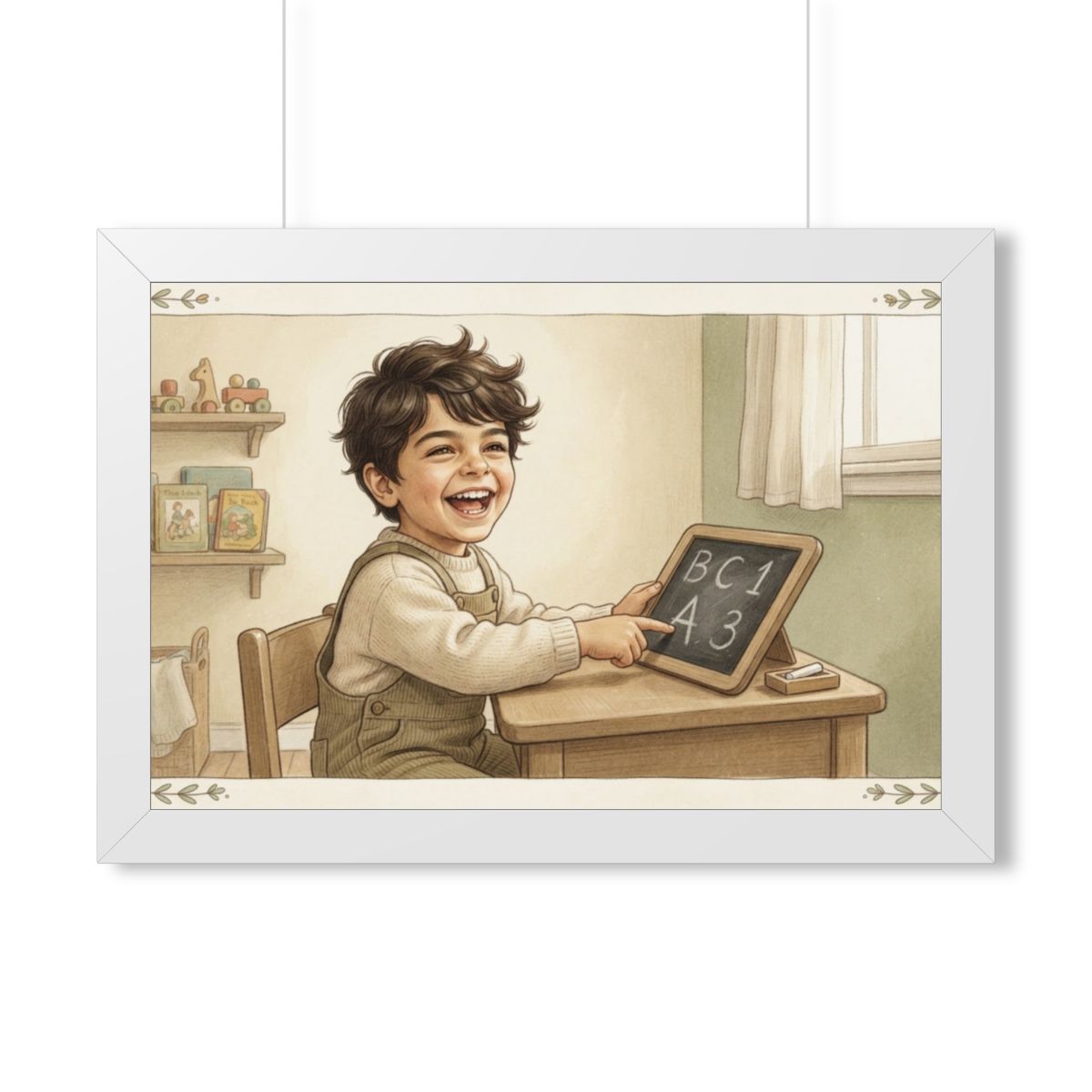 Framed Horizontal Poster - Little Scholar — White (14×11......