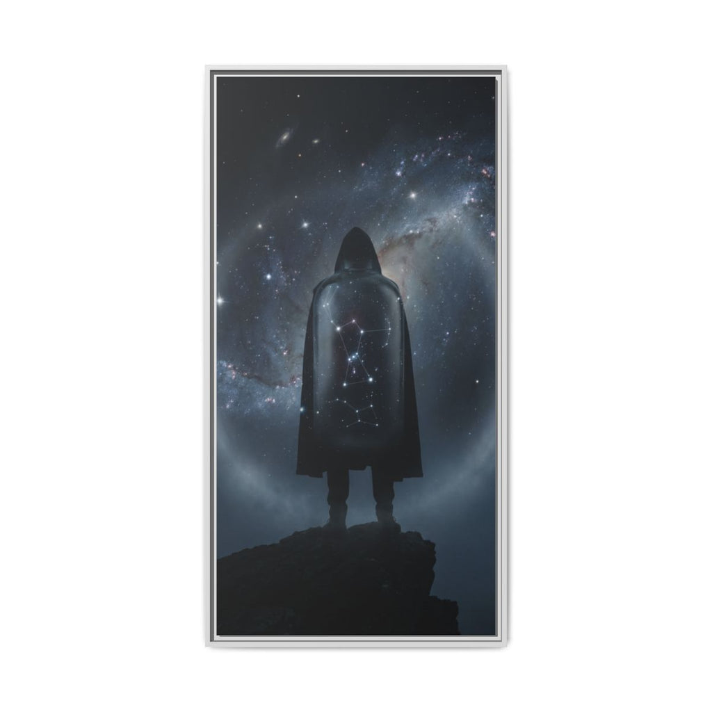 Framed Matte Canvas - Cosmic Sentinel — White / 1.25" (8×10, 9×12, 11×14, 12×16, 10×20, 12×18, 16×20, 16×24, 18×24, 12×36, 20×24, 16×32, 20×30, 24×30, 24×32, 16×48, 24×36, 24×48, 30×40, 20×60, 32×48, 30×60 & 40×60)