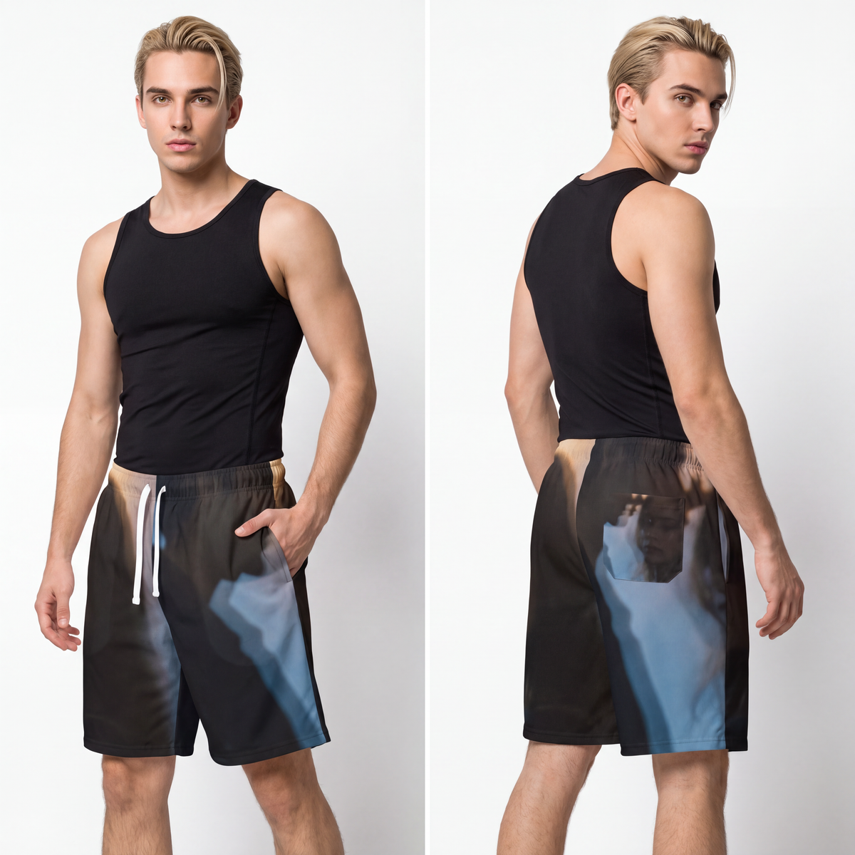 Men's Midnight Reflections Long Shorts - Moody Gym Shorts |...