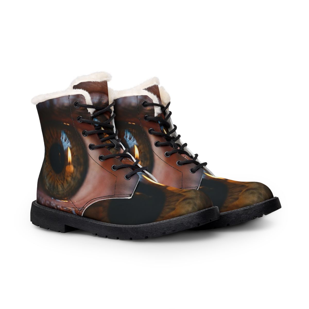 Men's Fur and Leather Boots - Amber Iris Reflection Fine Art...