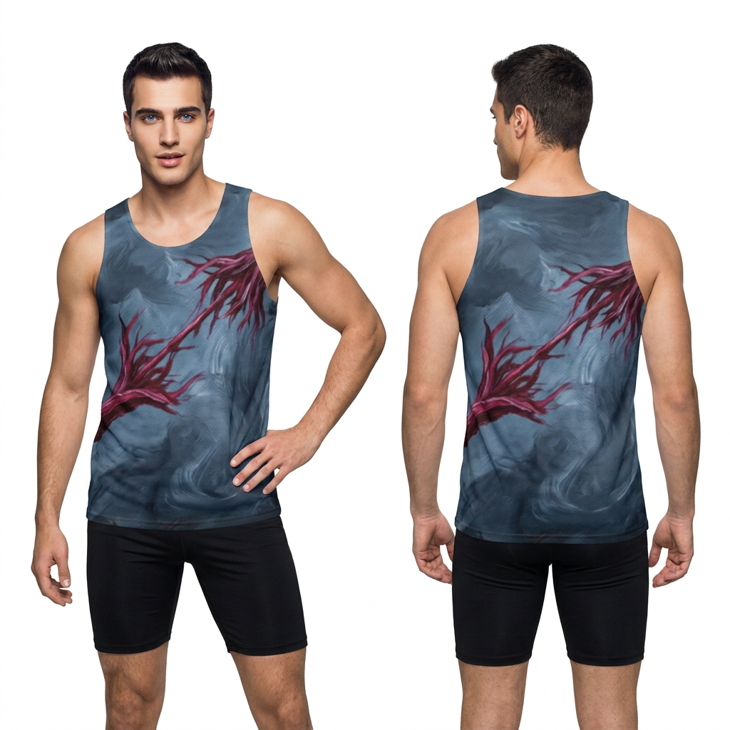 Men's Abstract Expressionist Crimson Tank Top