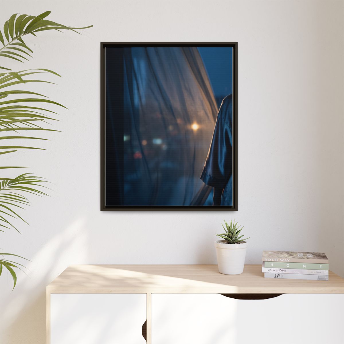 Matte Canvas, Framed - Nocturnal Solitude Silhouette —... |...
