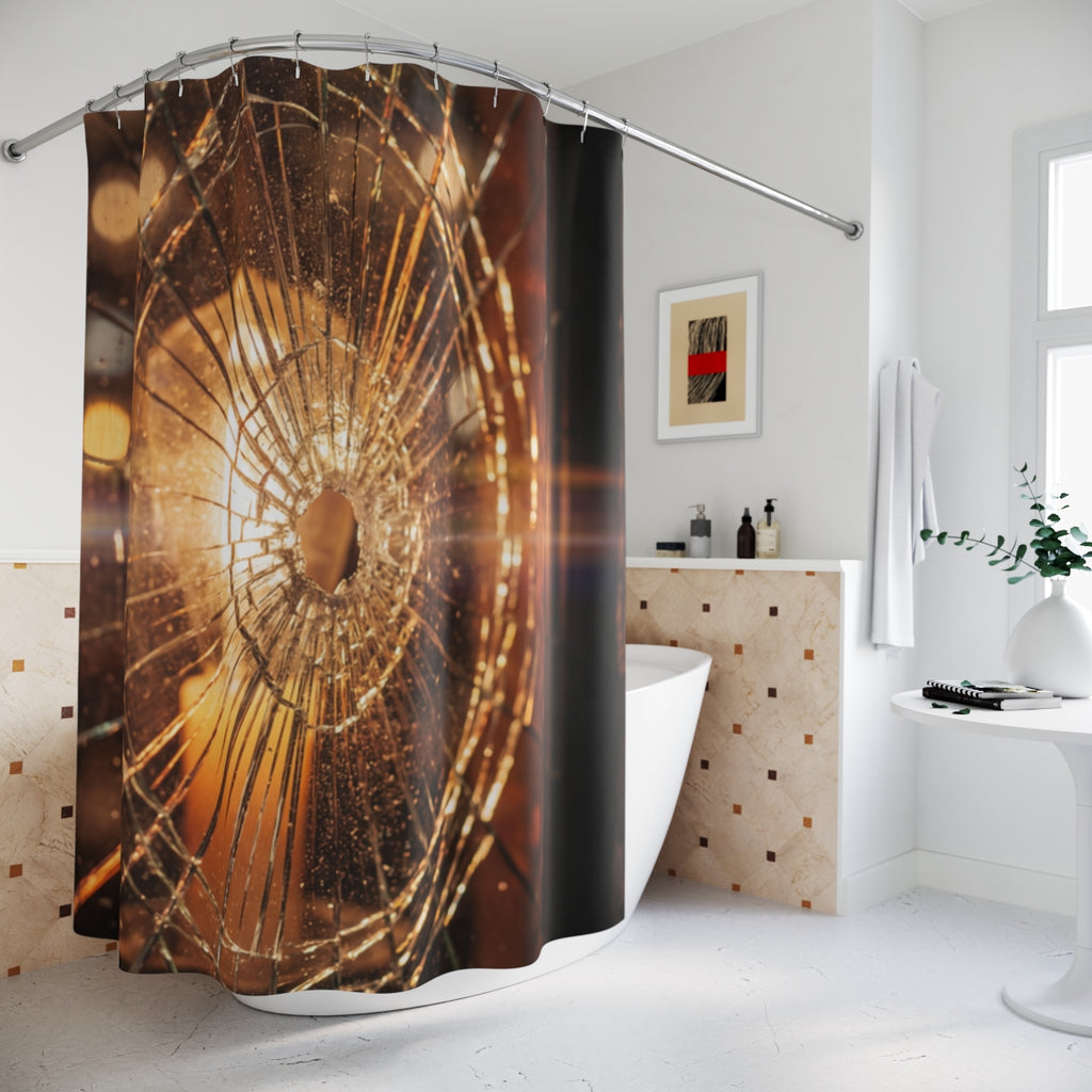 Shower Curtains - Golden Fractures & Broken Glass Cinematic...