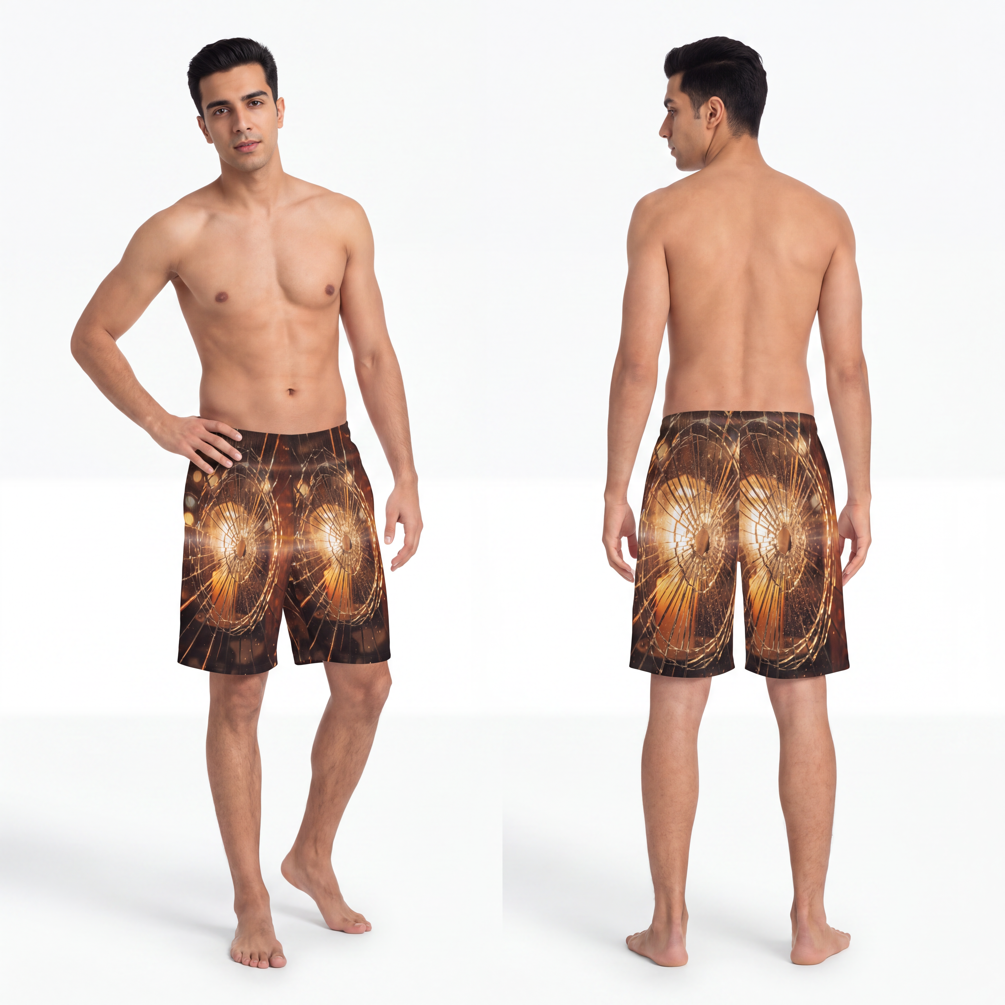 Men's Board Shorts - Shattered Amber Light | Echovira...