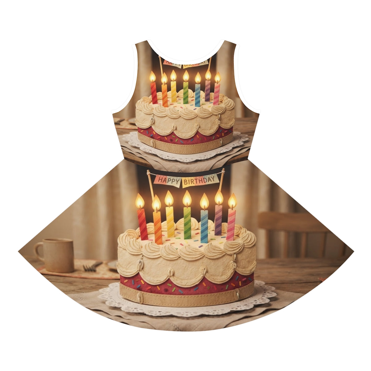 Girls' Sleeveless Sundress - Happy Birthday Cake Celebration...