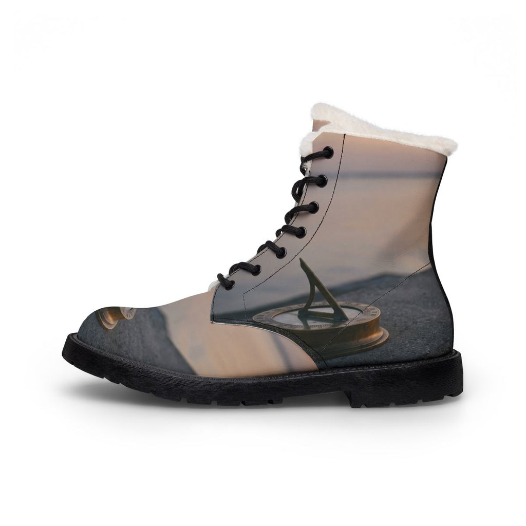 Women's Fur & Leather Boots - Sea Dusk | Echovira Gallery