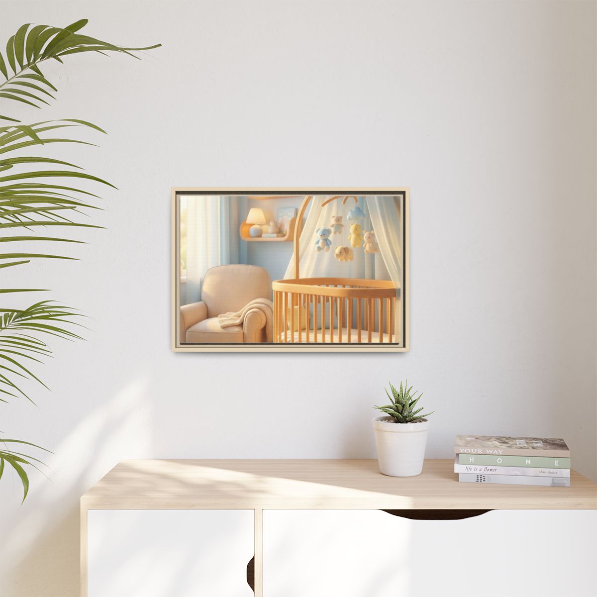 Matte Canvas, Framed - Dreamy Serene Nursery Art — Natural /...