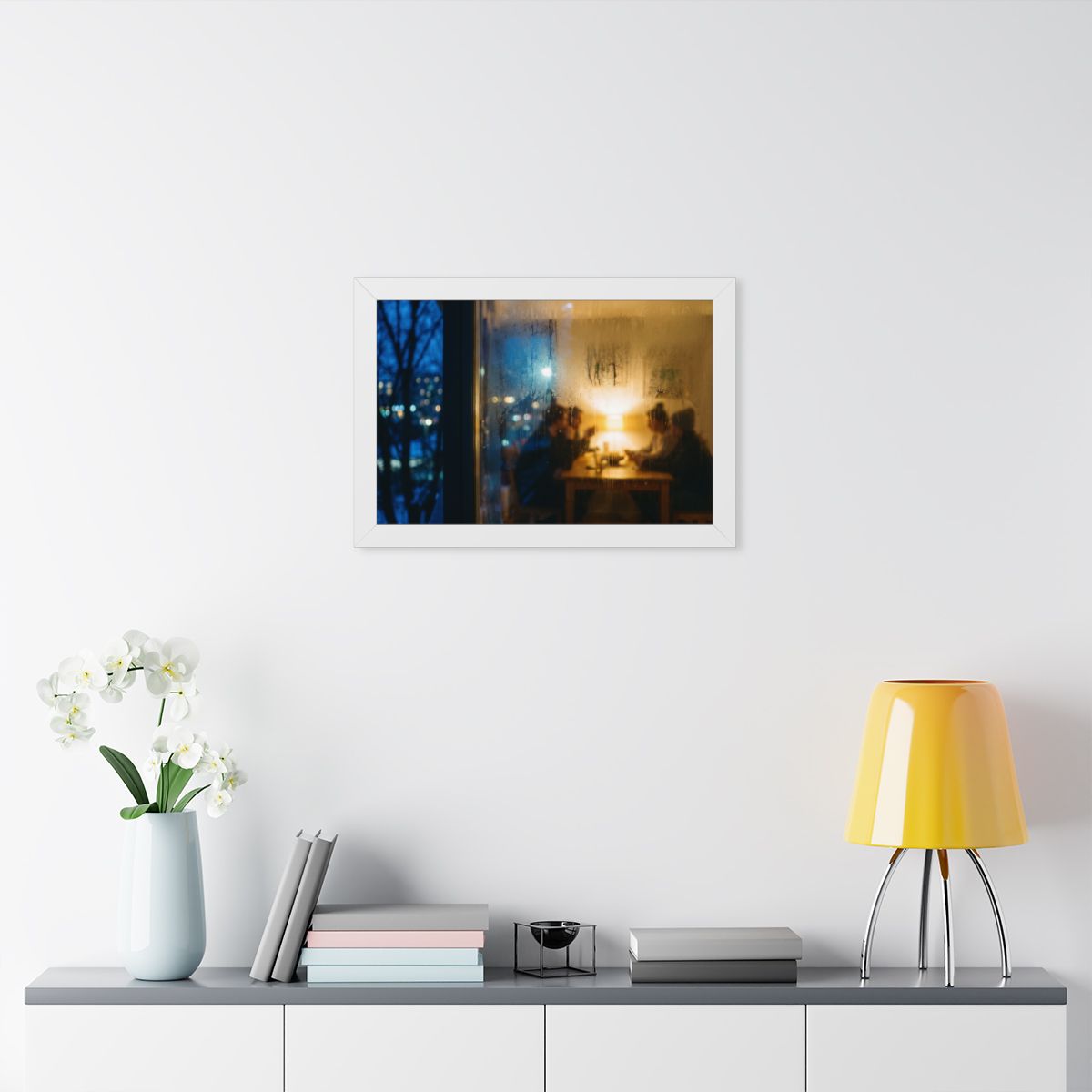 Framed Horizontal Poster - Twilight Gathering — White... |...