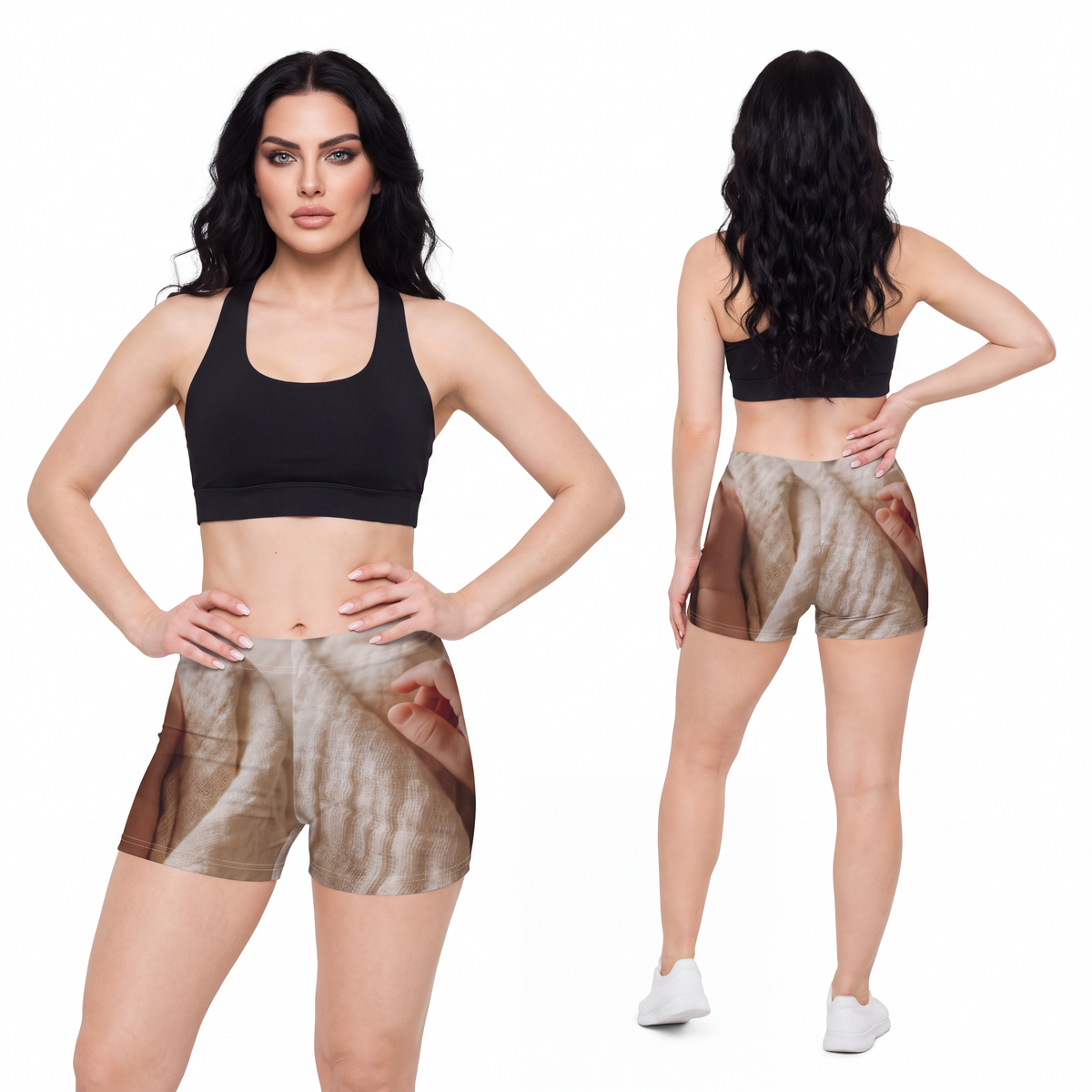 Women's Shorts - Tender Newborn Hand in Soft Muslin Blanket...