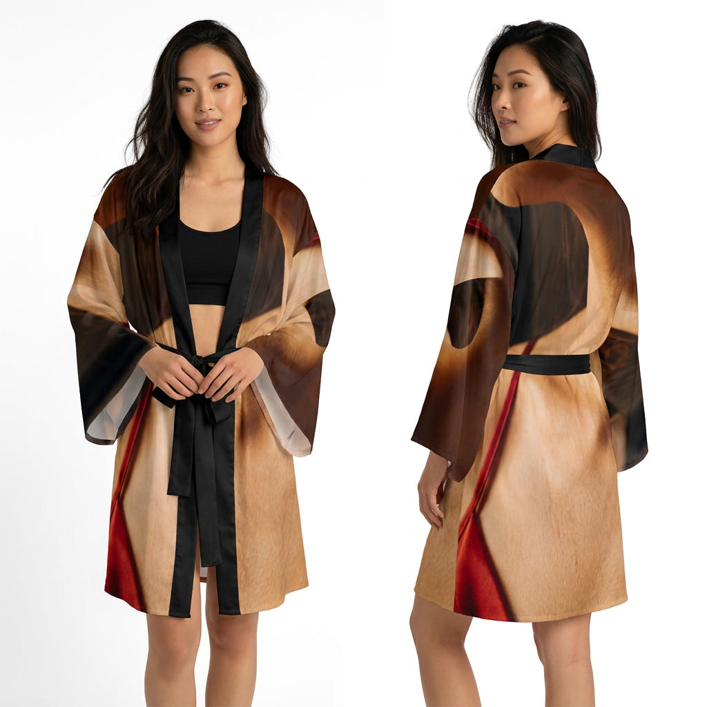 Chiaroscuro Silhouette Long Sleeve Kimono Robe