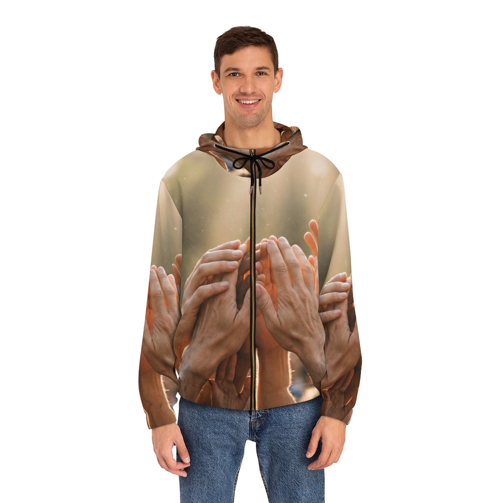 Men's Full-Zip Hoodie - Golden Rays of Unity Wall Art |...