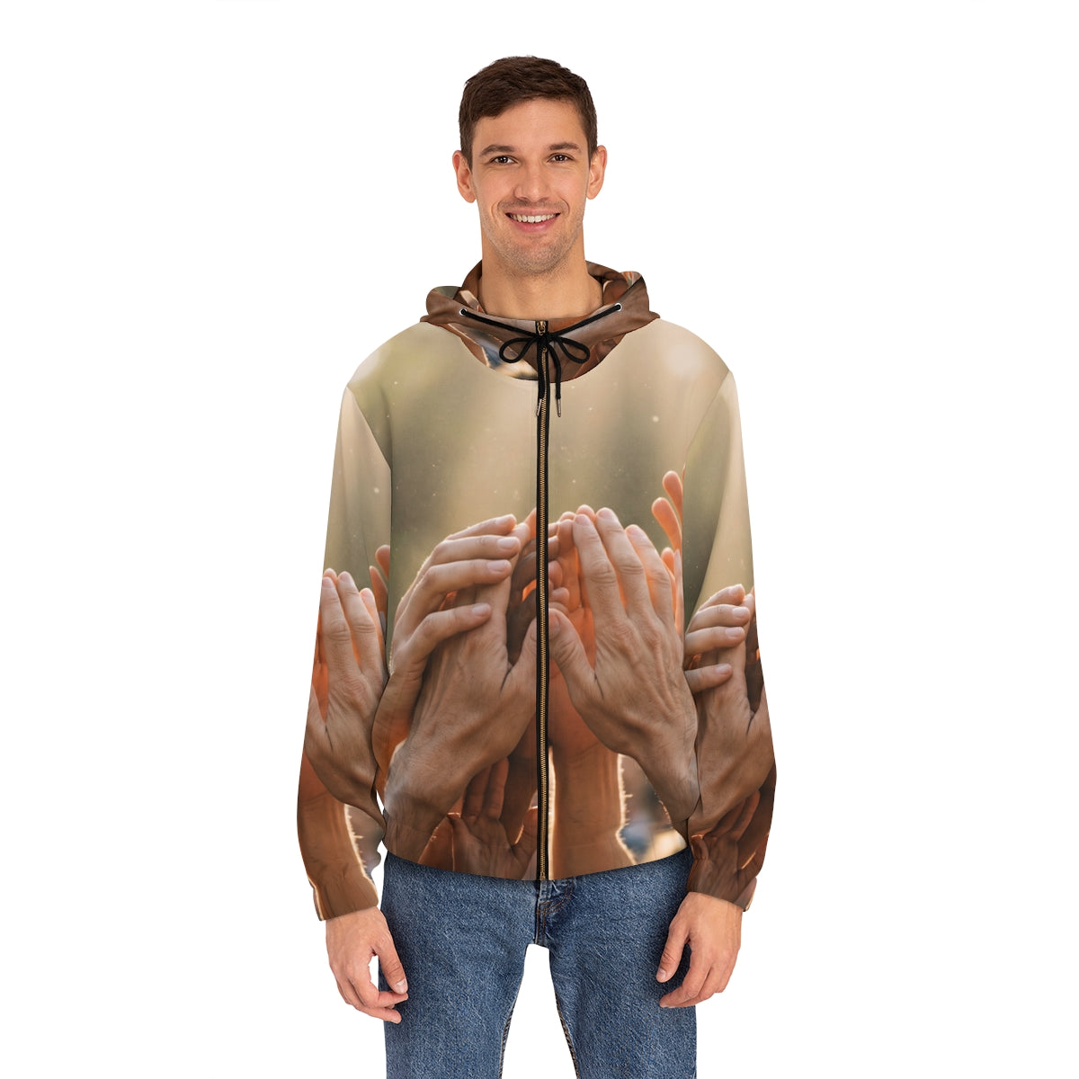 Men's Full-Zip Hoodie - Golden Rays of Unity Wall Art |...