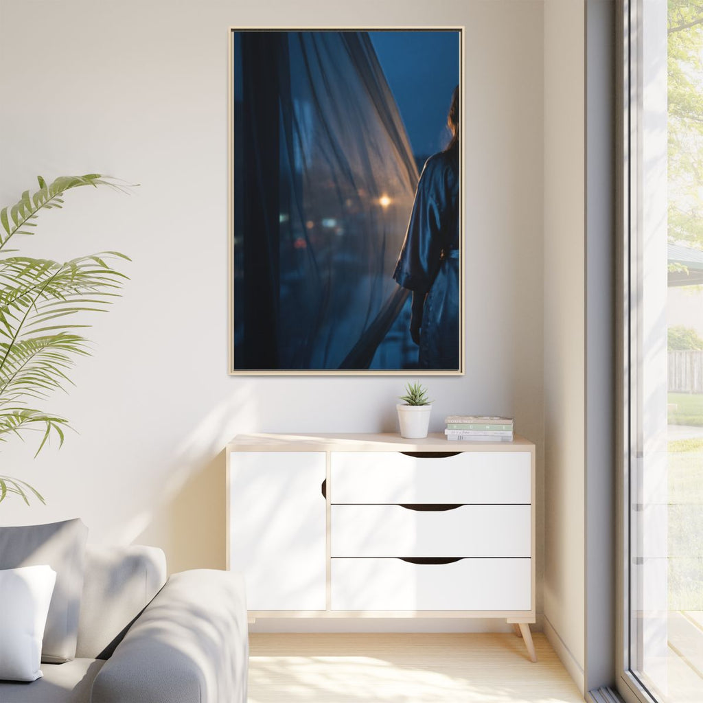 Matte Canvas, Framed - Nocturnal Solitude Silhouette —... |...