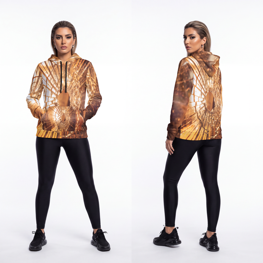 Athletic Hoodie - Shattered Light Golden Fractures Wall Art...