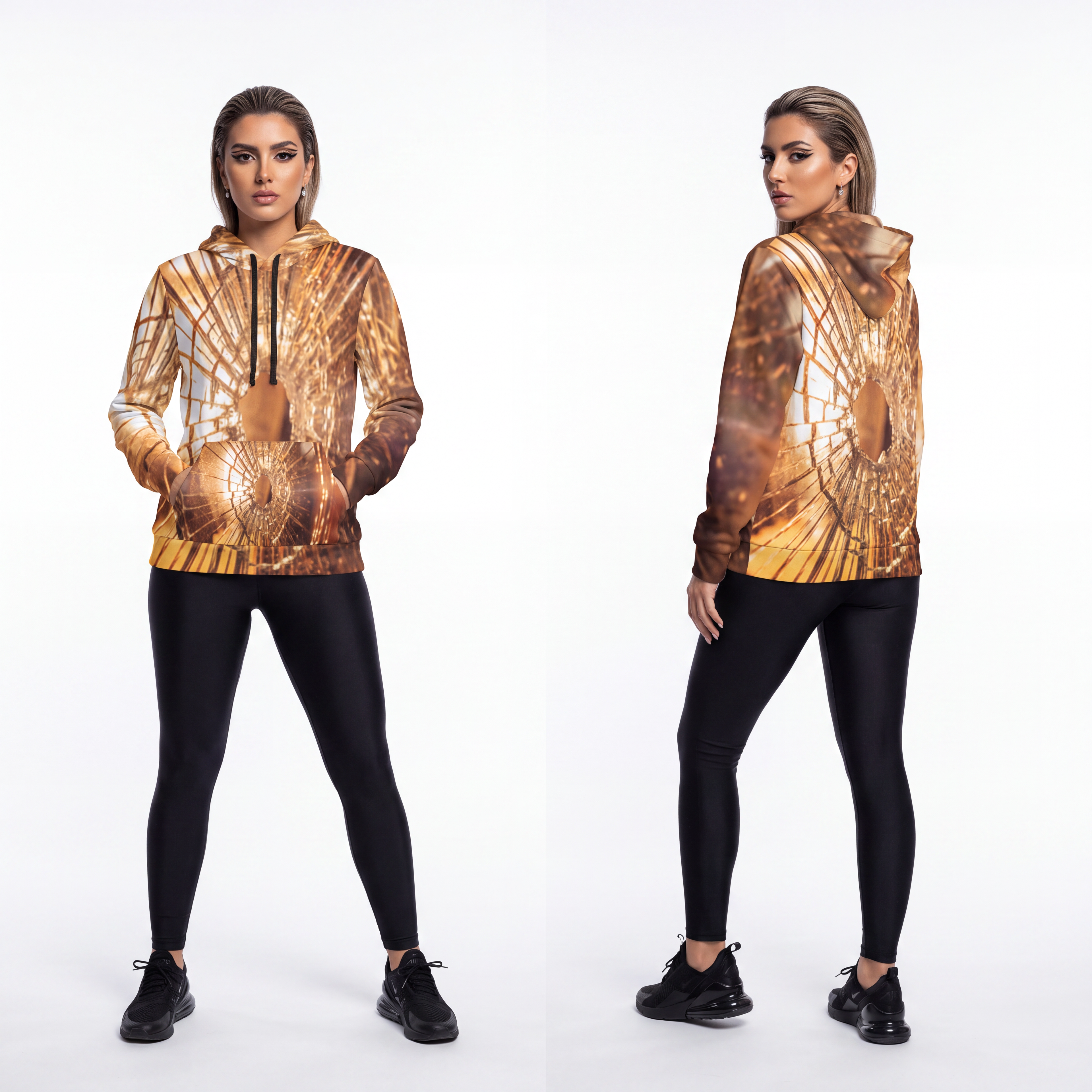Athletic Hoodie - Shattered Light Golden Fractures Wall Art...