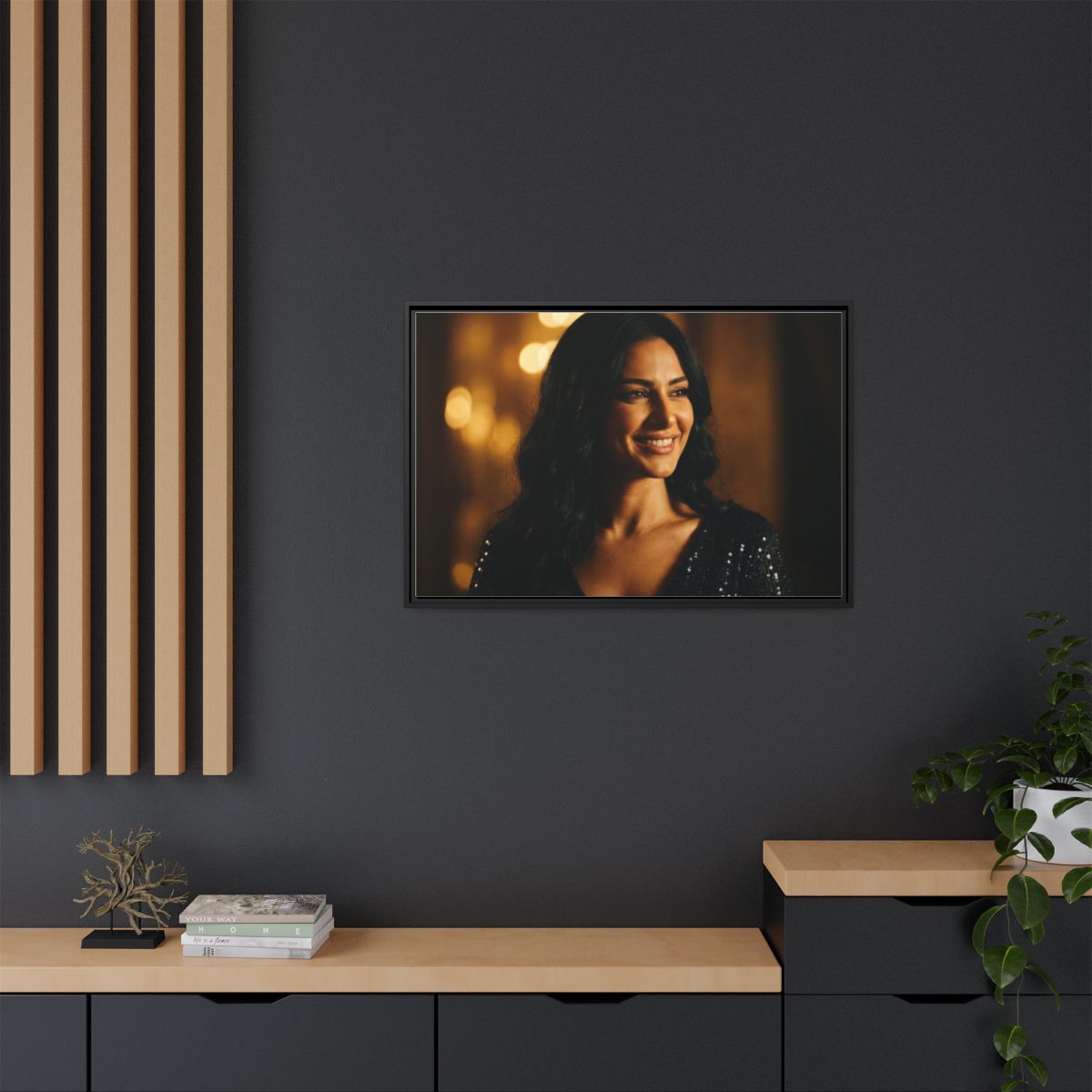 Framed Canvas Art - Golden Glamour — Black / 1.25"