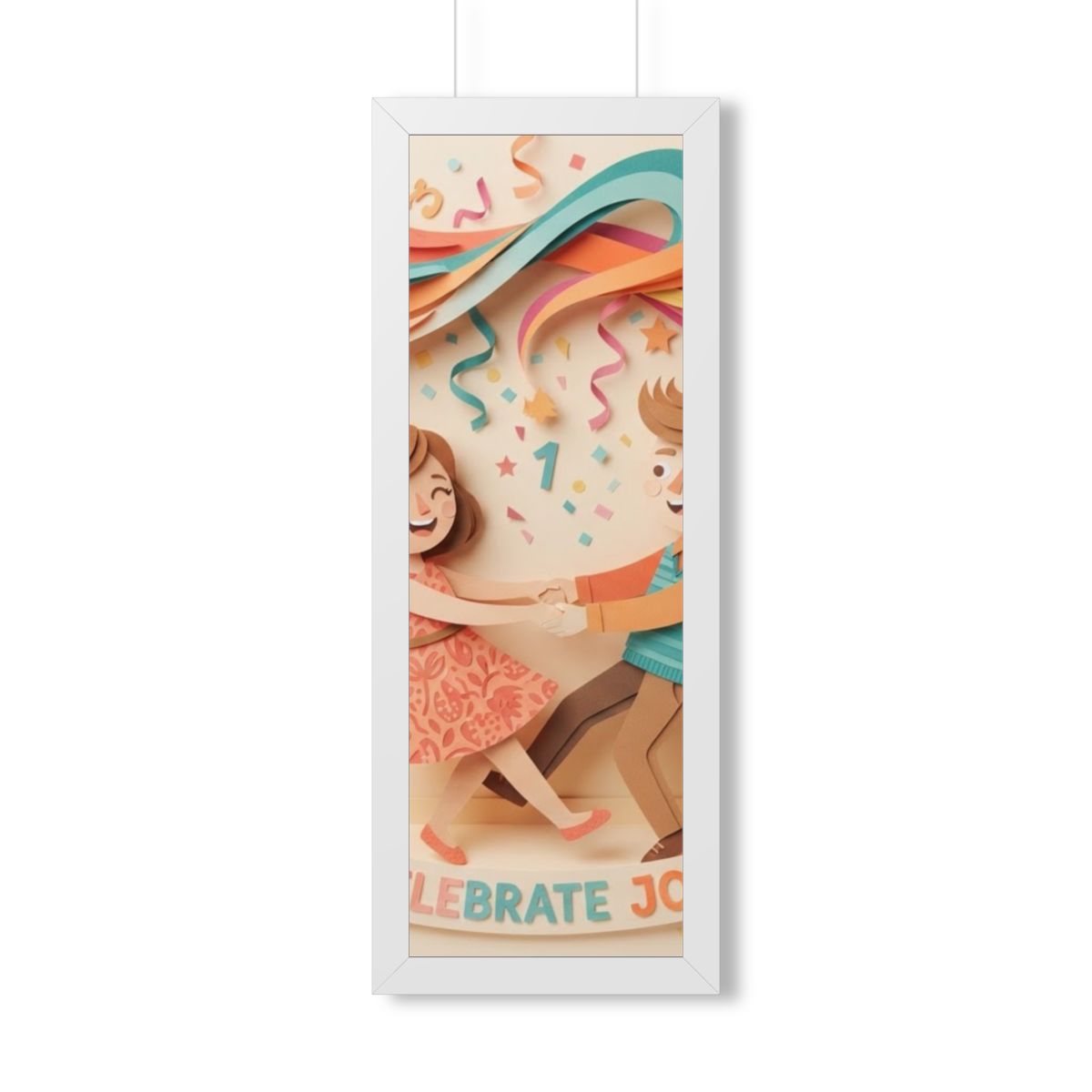 Framed Vertical Poster - Celebrate Joy Papercut Art... |...