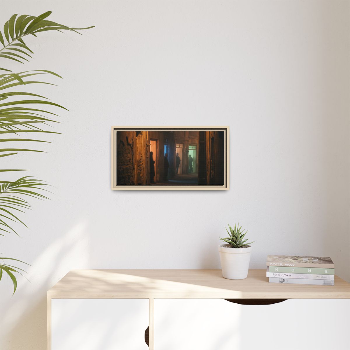 Matte Canvas, Framed - Shadowed Alleyway Mystery Art Print...