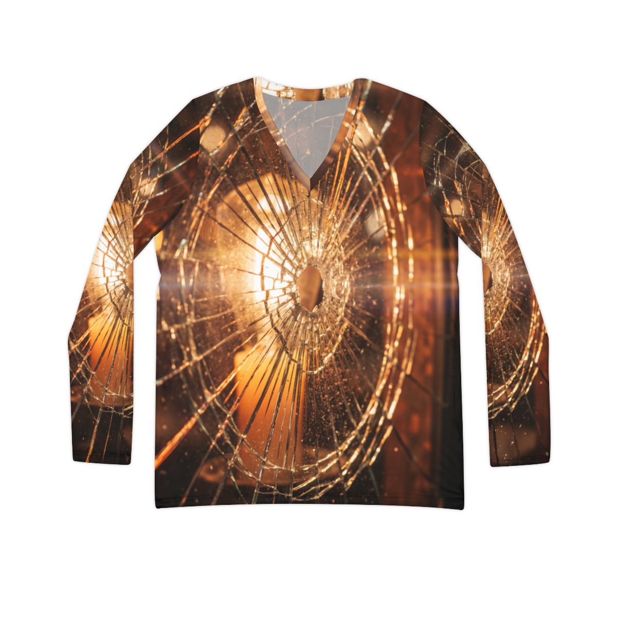 Women's Long Sleeve V-Neck - Amber Edge