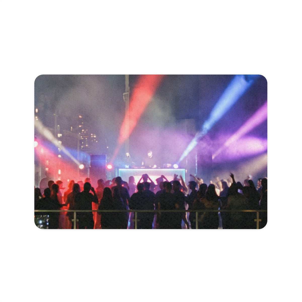 Pet Food Mat - Midnight Skyline Rooftop Nightlife Art |...