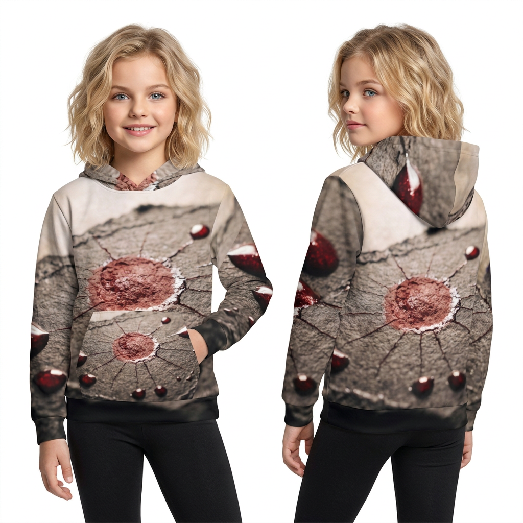 Children's Hoodie with Moody Crimson Abstract
