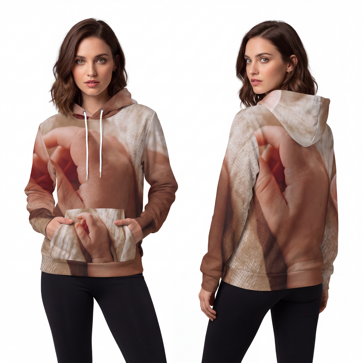 Fashion Hoodie - Tender Newborn Hand in Soft Muslin Blanket...