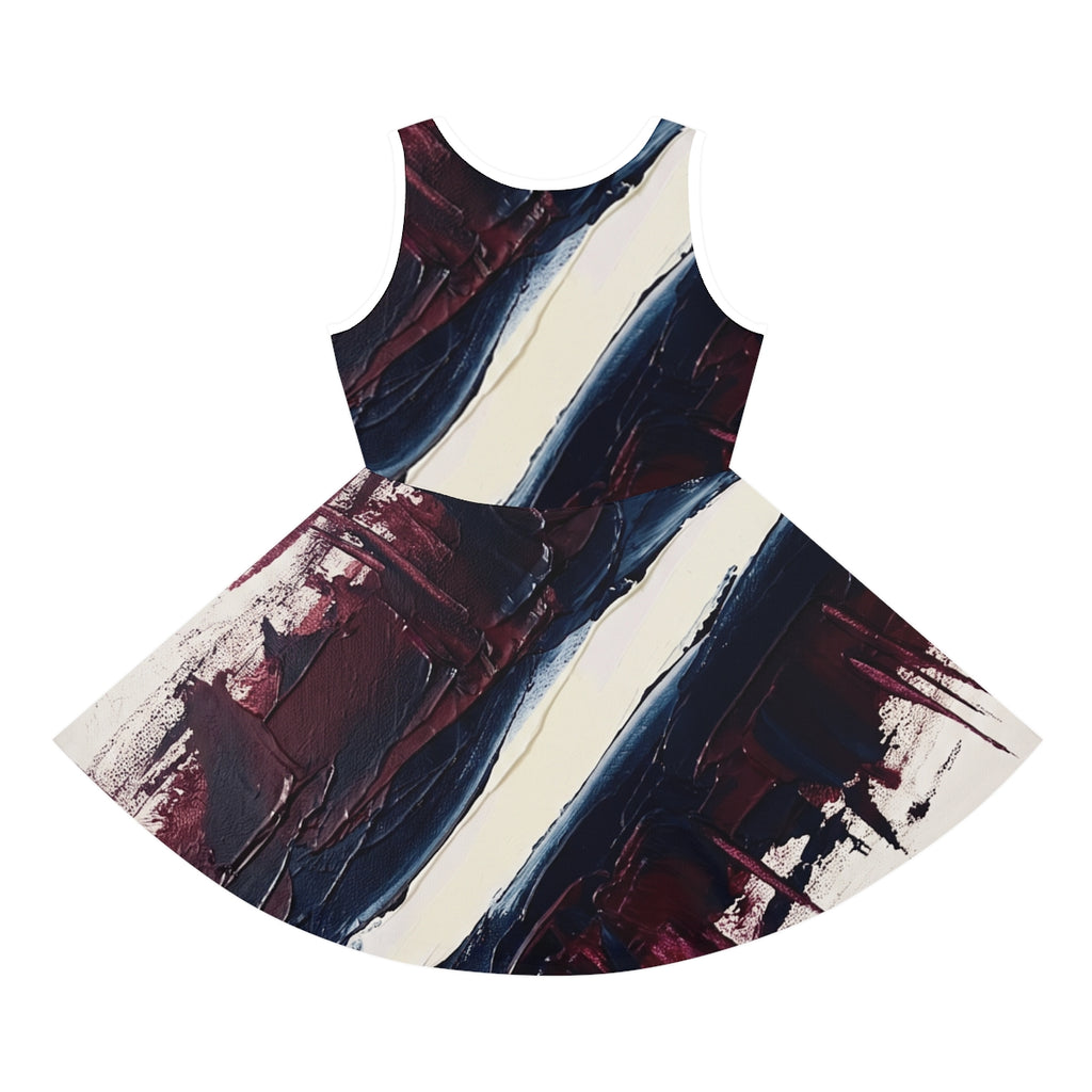 Girls' Sleeveless Sundress Navy Burgundy Art
