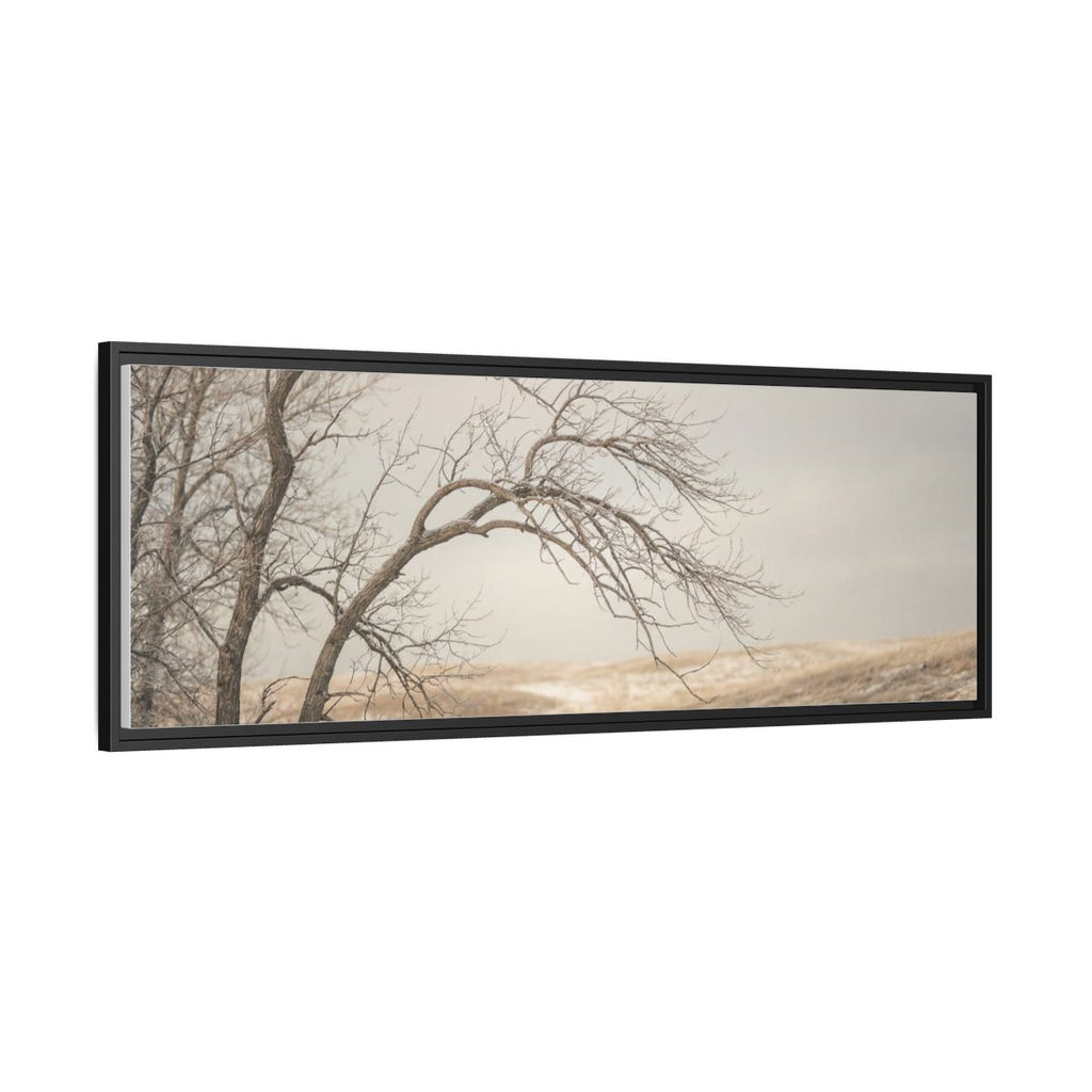Framed Canvas Art - Minimalist Winter — Black / 1.25"