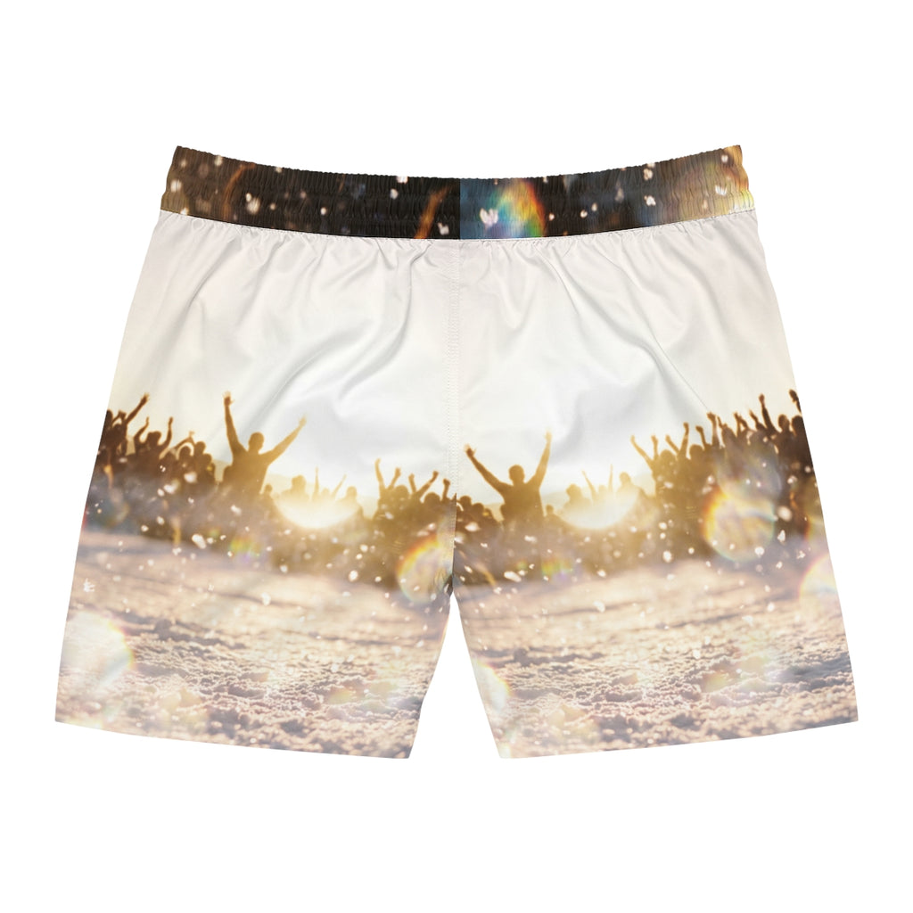 Men's Swim Shorts with Golden Hour Crowd Art