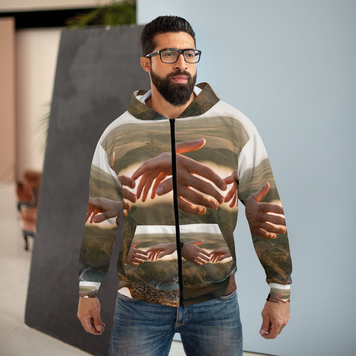 Men's Unisex Zip Hoodie - The Infinite Touch | Ethereal... |...