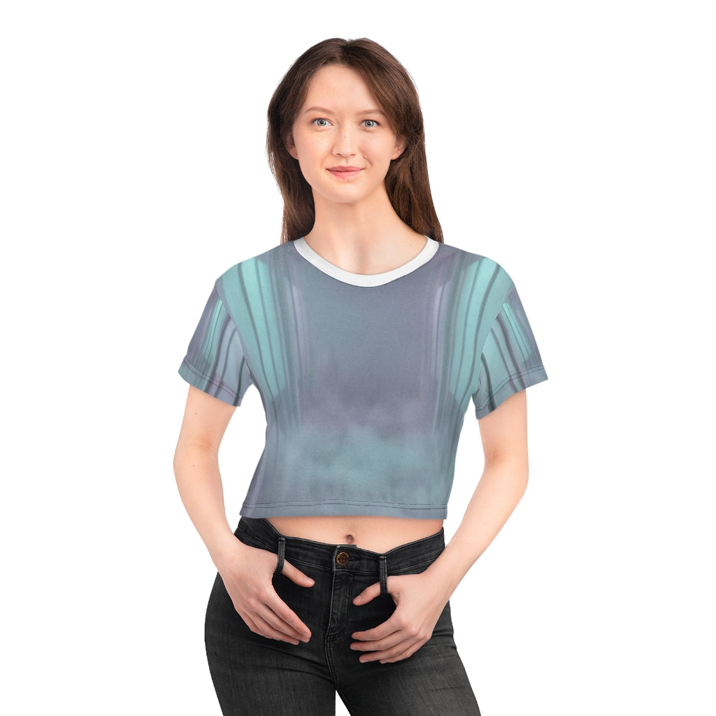 Crop Tee - Liminal Corridor Fog Art Print | Echovira Gallery