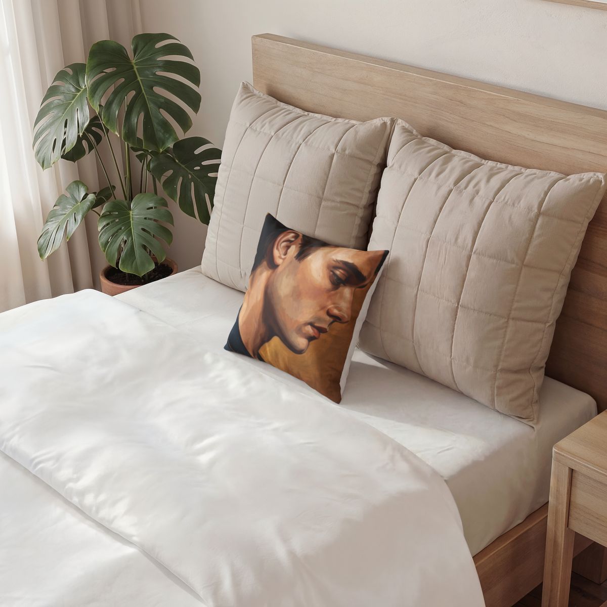 Poly Velvet Pillow - Art Deco Noir Gentleman Portrait Fine...